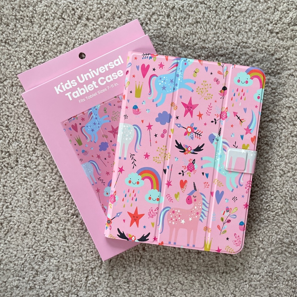 Kids & Adult Universal Tablet Case Fits 7-11" NEW Unicorn Rainbows Gift Pink